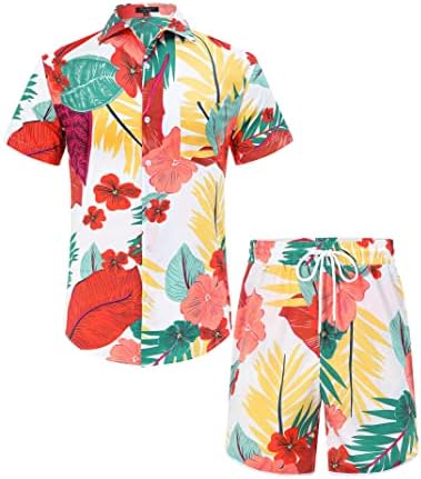 EliteSpirit muns Havajska košulja odijela casual majica kratkih rukava niz majice i kratke hlače Set ljetna