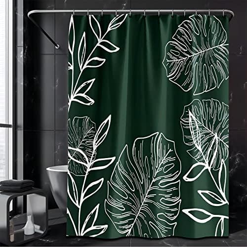 Smaragdno zelena biljna tkanina zavese za tuširanje Tropska monskurska lišća zastove za tuširanje za kuke