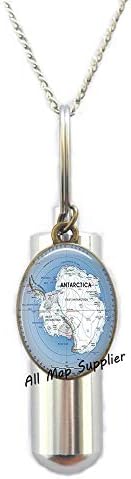 AllMappplier modna kremacija urna ogrlica, antarktička karta urn, antarktika Karta Nakit, Južna polja Karta,