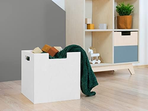 BENLEMI Drvena kutija za odlaganje modela 2 - sa ručkama - bijela - 33 x 33 x 37 cm