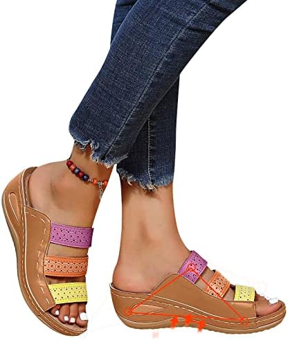Ženske japanke rimske patchwork klinaste sandale otvorene ortopedske sandale Comfoty papuče s podrškom za