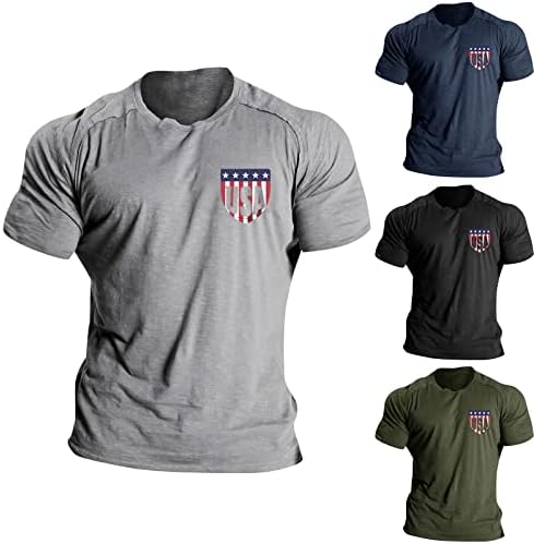 Ruiruilico Muške patriotske majice Amerika zastava 2023 Ljetne kratke rukave udobne labave fit grafičke