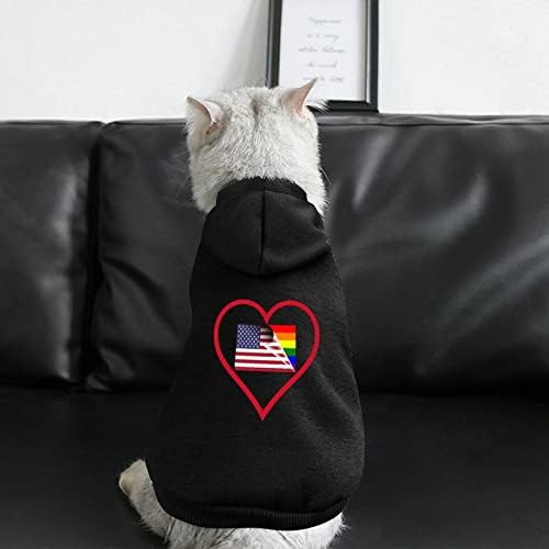 Volim američke dugačke dukseve za kućne ljubimce za crvene srčane kućne ljubimce sa šeširom za mačji pas