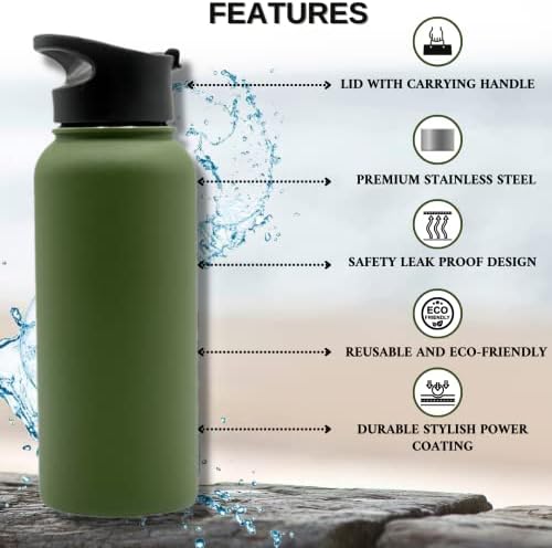 Izolovana boca za vodu od nerđajućeg čelika - različite boje i veličine-nepropusna sa ručkom za nošenje-metalna