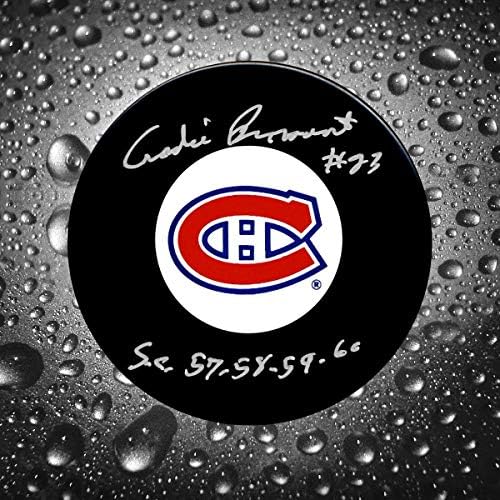 Andre Pronovost Montreal Canadiens SC godina sa autogramom Pak-autogramom NHL Paks