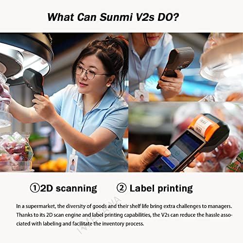 IWERAWA POS Printer SUNMI V2s Smart Mobile Terminal 58mm termo prijem Printer, podržava štampanje etiketa