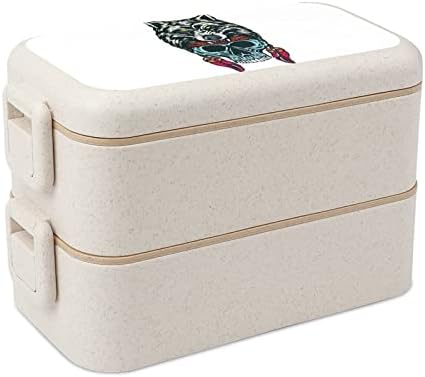 Wolf and Sound lobanja Dvostruka packiva Bento ručak Modern Bento kontejner sa setom pribora