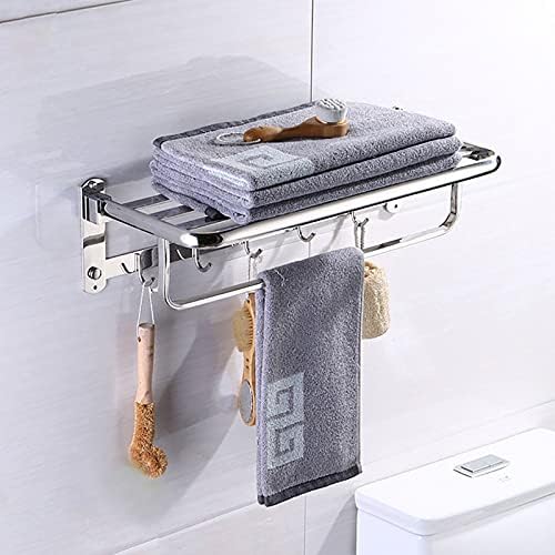 WXXGY stalak za ručnik od nehrđajućeg čelika Sklopivi zidni nosač za kupanje sa kukama pogodnim za kuhinjski
