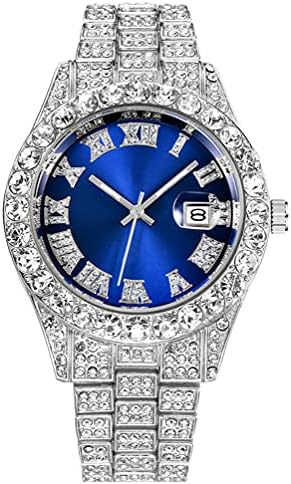 SENRUD muški dijamantski sat Moda kristalni Rhinestone kvarcni analogni sat ledena narukvica ručni sat