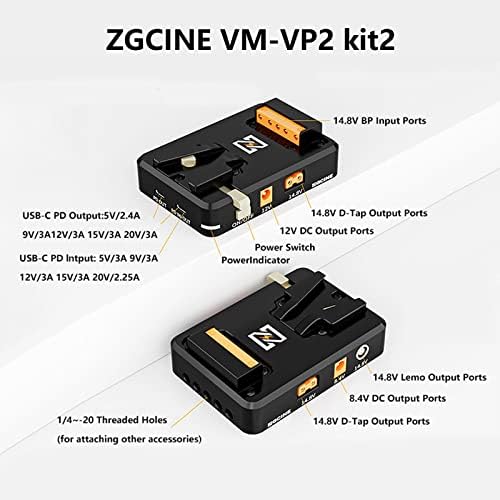 ZGCINE VM-VP2 KIT2 V-Mount baterija podržava USB-C PD ulaz i izlaz / DC / D-Tap / Lemo izlaz, stezaljka