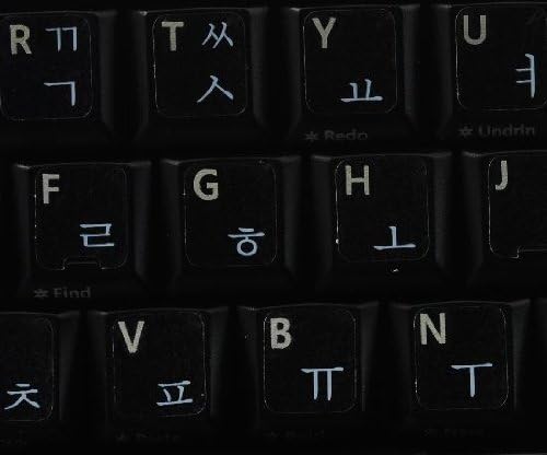 Izgled korejskih naljepnica tastature s prozirnom pozadinom s bijelim slovima za Desktop, Laptop i Notebook