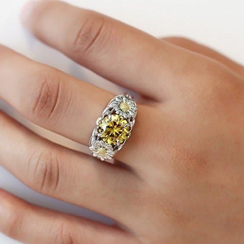 T-nakit ljepota 925 srebrni prsten 3.5 ct citrin tratinčica suncokret žene vjenčani poklon Size6-10