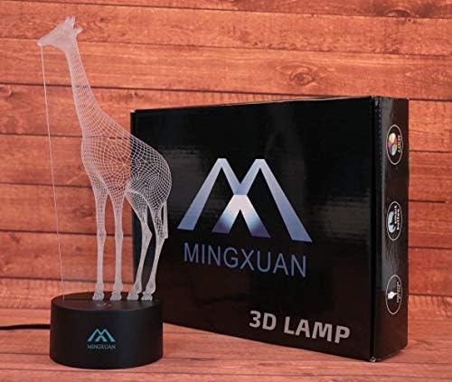 Giraffe 3D noćno svjetlo 7 Boja LED dodirne tablice Stolne lampe za uštedu energije Životinjska svjetla