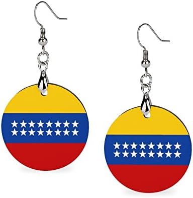 Zastava države Gran Kolumbija Drvene minđuše Okrugli privjesak Dangle uho kuke nakit za žene
