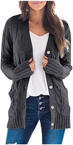 Ženska puna boja plus veličine KARDIGAN Premium pleteni džemper sa velikim džepom dugim kardiganskim džemperima