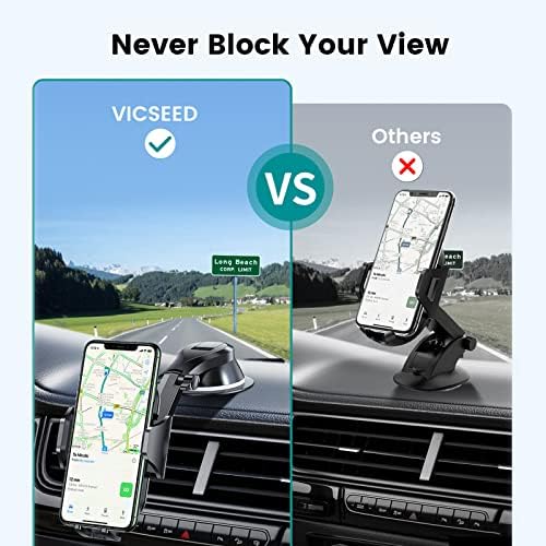 Vicseed telefon za automobil [ne blokira pogled i debeli futrola] nosač automobila za automobile, snažni