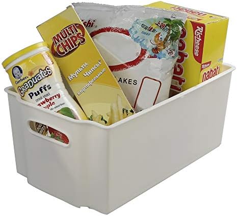 Hommp bijeli slaganje plastične košare za pohranu / skladištenje Organizator bin, set od 4