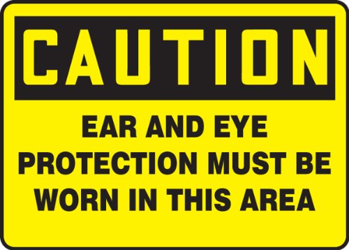 Accuform MPPE786VA Aluminijski znak, legenda Oprez Zaštita uha i očiju mora se nositi u ovom području, 7