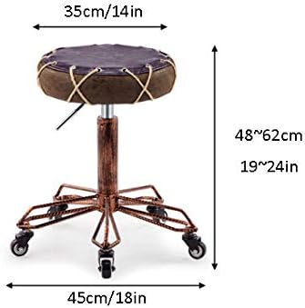 Valjana stolica sa točkovima，podesiva stolica sa smeđom sedištem od PU sintetičke kože，Podesiva visina 48-62