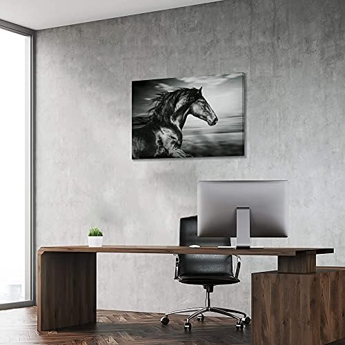 Slika konja umjetničke staze grafike životinjske umjetnosti: grafički umjetnički rad divljeg crnog pastuha