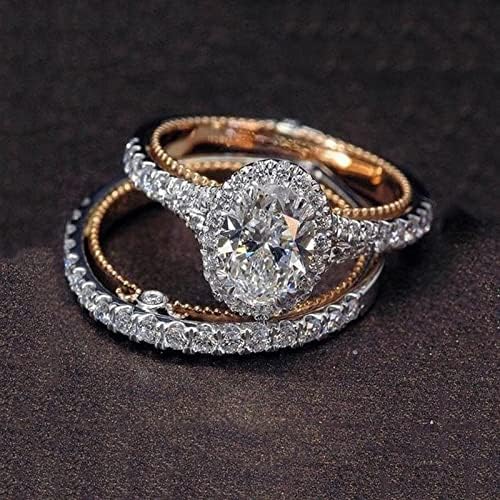 Kostim prsten 925 Posreban pozlaćeni zlatni dijamantni prsten sa prstenom za angažman za prijedlog u obliku