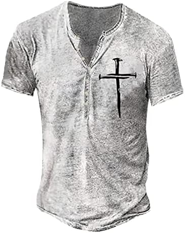 XXBR muški majica s Henley košulja Retro Retro Ethinc kratkih rukava majica Casual gumb spuštena majica