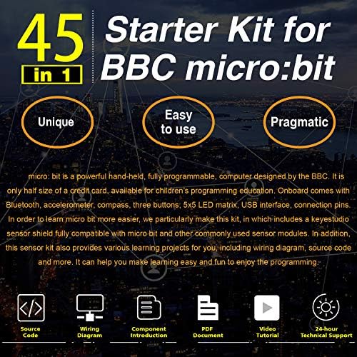 Keyestudio 45 senzori Starter komplet za BBC Microbit V2.2 V2 V1.52C, OLED displej, senzor gasa, vodostaj,