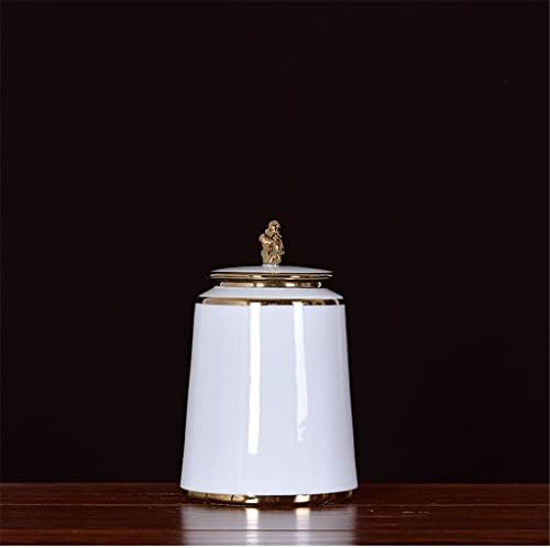 TJLSS bijeli ostakljeni keramički tegljač za zaštitu od vaze s poklopcem keramičkim rukotvorinama Ornament