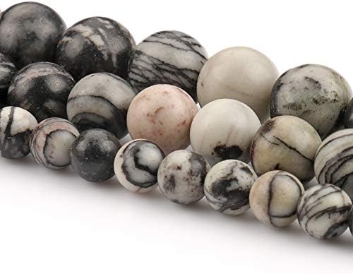 Crna mreža zebra Stripes prirodni kamen perle 6mm polirani dragi kamen za izradu nakita DIY narukvica ogrlica