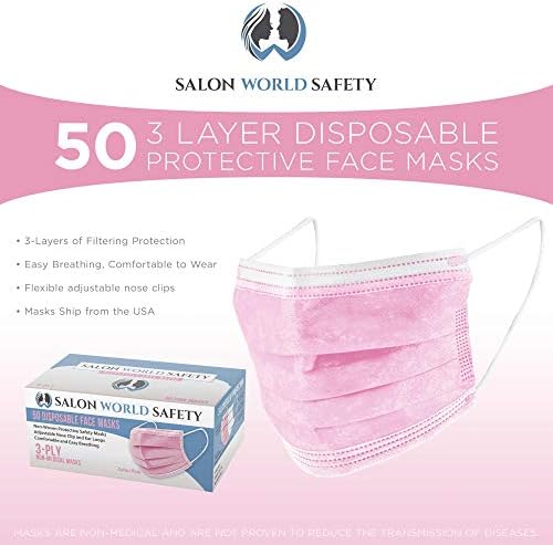 TCP Global Salon Svjetska sigurnosno zatvorena kutija za dozator od 50 ružičastih maski za lice prozračna