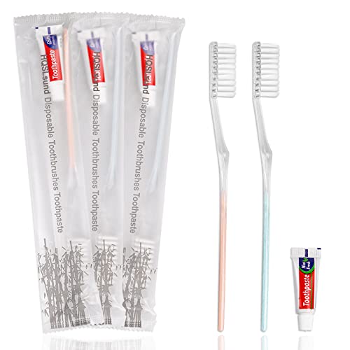 Hqslsund 30 pakovanja četkica za zube za jednokratnu upotrebu sa pastom za zube paket sa 150 pakovanja zubnog