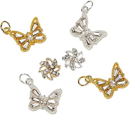 10kom Gold Silver Multi-Designs nail Art nakit čari Crystal Rhinestones Legura 3d leptir Pinwheel u obliku