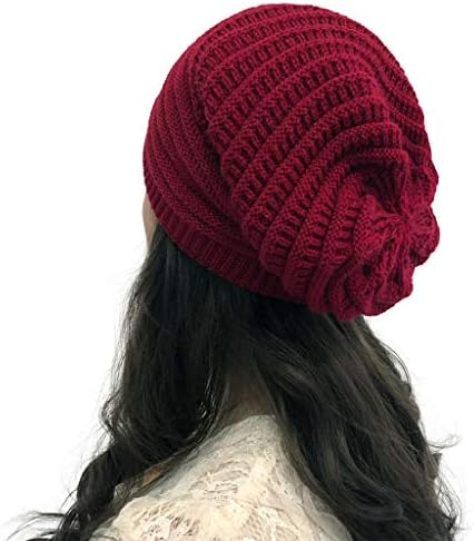 BDDVIQNN ženska Slouchy kapa pletena kapa rupa Vanjska pletena kapa jesenji šeširi čvrsti heklani spoj zimski