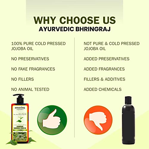 AmazingOrganics Amazing Organics Bhringraj ulje: ajurvedsko ljekovito ulje za kosu za kontrolu kose-4x efikasnije