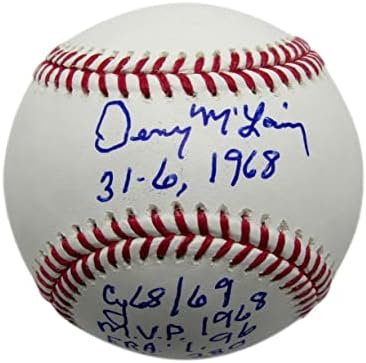 Denny McLain Autographing / Upisan multi stat OML bejzbol tigrovi JSA 177783 - autogramirani bejzbol