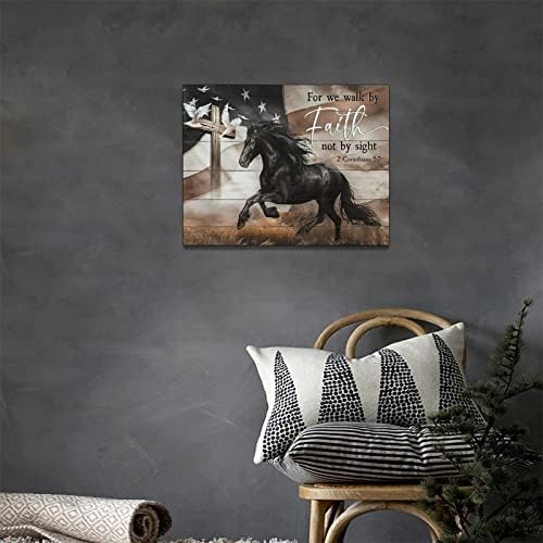 Zidna Umjetnost crnog konja kršćanska Biblija stih zidni dekor Zapadni konj križ Slike Slike na platnu grafike