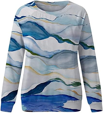 Ženska 2022 casual crewneck dugih rukava labav pulover vrhovi Trendi tiskani udobne majice lagane bluze