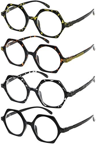 Okažite 4 pakovanje vintage dizajnerskih naočala za žene čitanje - retro čitanje naočale male sočivo čitači