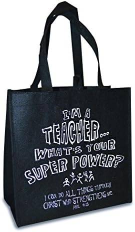 Divinity Boutique Ja sam učitelj supersila Crna 12 x 12 inča ekološka torba za višekratnu upotrebu