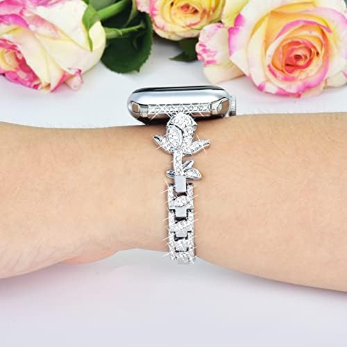 Oulraefs Apple Watch Band Charms sa Bling ruževom trakom za Apple Watch Band 41mm 38mm 40mm Serija 8 7 6