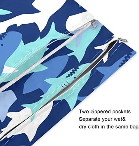 ZZXXB SHARK Camo Print Vodootporna vlažna torba za višekratnu krpu za prekrajanje pelene s džepom sa patentnim