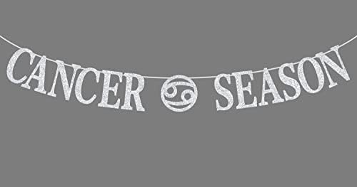 Sliver Glitter sezona raka Baner, rak zodijaka / horoskop Astrology Dekoracije stranke, smiješni 18. / 21. / 25. / 30. / 40. rođendanski ukrasi