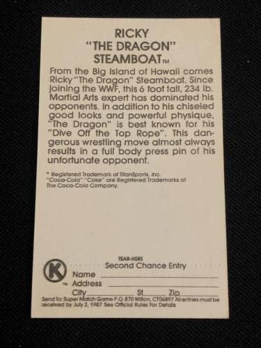 Ricky The Dragon Steamboat 1987 krug K WWF hrvanje potpisano autogramiranom karticom - autogramirane hrvanje