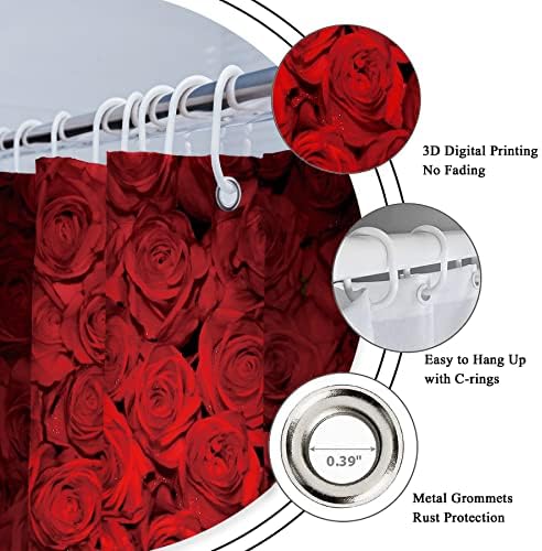 RiyideCor Crvena ruža za zavjese romantični cvjetni cvijet proljetni zid za kupatilo vole vjenčanje buket