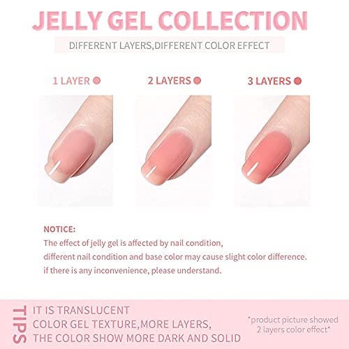 Vishine Nude komplet Gel lakova, Sheer mliječno ružičasti žele prozirni Gel lak za nokte UV LED Gel Gel