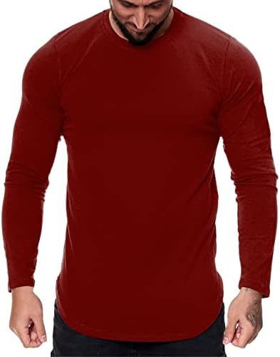 DPPA Muška modna casual Sportska fitnes na otvorenom zakrivljeni rub čvrsta boja okrugli vrat majica dugačka