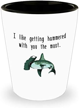 Funny Shark poklon - morski biolog poklon-ronilac Dan zaljubljenih, rođendanski poklon-Hammerhead Shot Glass-Hammered