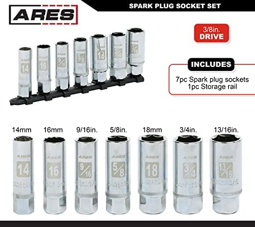ARES 11070-7-komad ne-magnetni set utikača za svjećice - uključuje 14 mm i 16 mm tanke zidne utičnice i