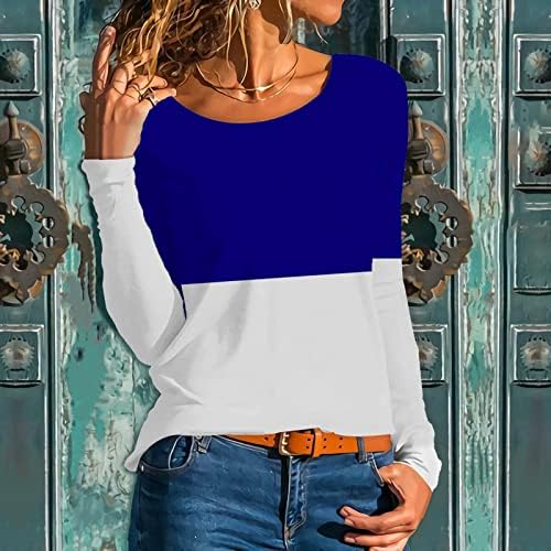 Jesen moda 2023 vrhovi, ženske košulje COLLOBLOCK CREWNeck Casual dugih rukava Bluza Bejzbol Raglan Loose