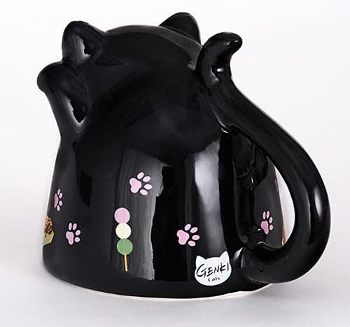 Topsyy Turvy šalice za kafu i čaj, dvostruko zidana keramika mahala crna japanska mačka naopako puglica,